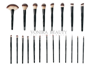 Affodable Discount Synthetic Makeup Brushes With Matte Black Handle Glossy Ferrules